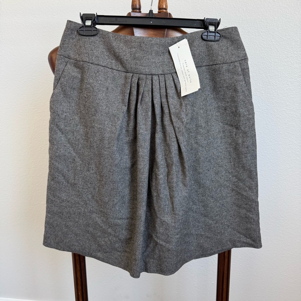 Great Plains Wool Blend A-Line Skirt Gray Pleated Front Size 8 Classic Workwear